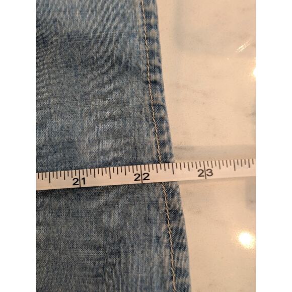 Levi’s Chambray Denim Blouse S Button Front Balloon Sleeve Western Casual - Picture 7 of 8